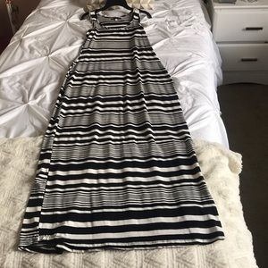 Black and white tight dress maxi